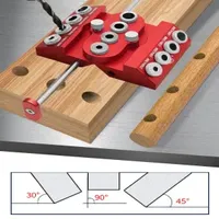 30/45/90 Degree Alloy Degree Angled Drill Guide 4 Sizes Drill Hole Guide Jig for Stairs Handrail/Cable Railing/ Deck/Wood Post