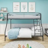 Heavy duty double-layer all metal bunk bed, easy to assemble, equipped with reinforced upper guardrail, black