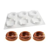 6 Cavity Donut Silicone Cake Mold Mousse French Dessert Pastry Silicone Round Jelly Cake Mold Kitchen Tool Baking Mold 240729