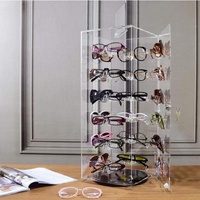 Lucite Crystal Plexiglass Rotating Four Sides Acrylic Plastic Display Racks For Sunglasses Promotion