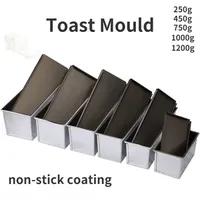 Baking Pastry Tools 250g450g750g900g1000g Aluminum alloy black nonstick coating Toast boxes Bread Loaf Pan cake mold baking tool with lid 221205
