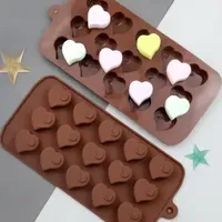 15 Cavity Diamond Heart Silicone Chocolate Mold DIY Cake Accessories Molds Kitchen Ice Cubes Biscuit Pastry Manual Baking Mould