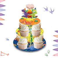Party Use DT002 Dinosaur 3 Tiers Cupcake Stand Dessert/Pastry/Snack Cupcake Tower Stand for Kids Birthday Party