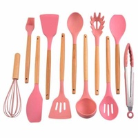China 12pcs Pastry BBQ Travel Camping Sustainable Wooden Home Silicone Baking Kitchen Utensils Suppliers Sale Manufacturers