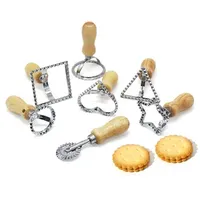 Mold Cookie Cake Tools Fluted Pastry Cutter Wheel Wooden Handle Ravioli Crimper Stamp Maker Home Kitchen Baking Tool