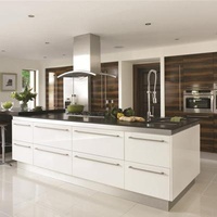 Commercial Apartment Kitchen Sideboard Cabinet PVC Membrane With Beveled Edge