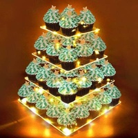 4-layer square acrylic Cupcake display rack LED light string pastry dessert service plate is suitable for Birthday wedding party