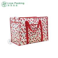 Fashion handled high quality advanced with zipper pocket bopp laminated bag recycled pp woven bag for quilt packaging