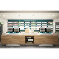 Retail Medical Store Display Racks Wall Shelves Custom Wood Pharmacy Shelves Pharmacy Interior Design