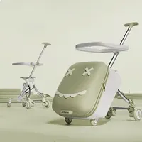 2024 New Baby Children's Hand Push Suitcase Mountable Boarding Boy & Girl Trolley Suitcase 360° Universal Wheel with Guardrail
