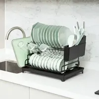 High Quality Assembled in 1 Second Double Layer Easy to Clean Kitchen Steel Dish Racks