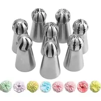 Baking & Pastry Tools 8Pcs Flower Nozzle Professional Reusable Piping Tips Set Grade Stainless Steel Durable For Decorate Desserts Cakes Cup