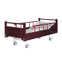 Nature Hospital Bed UJOIN Wooden Foldable Function 2 Cranks Handrail Two Manual Hospital Bed
