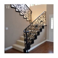 Indoor Staircase Balustrade Luxury Cast Iron Handrail Modern Wrought Iron Stair Railing