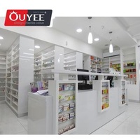 Customized Pharmacy Furniture Retail Shop Display Racks MDF Farmacia Shelves Wooden Pharmacy Shelves Pharmacy Counter for Sale