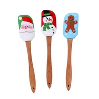 Viable Wholesale Kitchen Handle Utensil Wooden Pastry Tools Spatula Silicone Baking Scraper