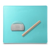 3pcs Large Stocked Silicone Pastry Dough Mat with Dough Pin and Cutter for Baking Dough Mat Set