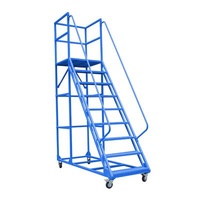 Folding Ladders Safety Guardrail Pad 8 Step Warehouse Heavy Loading Ladder For Work
