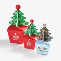 Eco Friendly Foldable Christmas Candy Dessert Cookie Paper Box with Logo Printing Xmas Tree Paper Sweet Biscuit Pastry Cardboard Gift Boxes