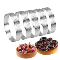 Promotional Customized 6PCS Stainless-Steel Nonstick Pastry Cakes Tart Rings Molds Pastry Tools