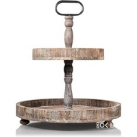 Rustic Old Farmhouse Style Morden Home Decor Double Layer Pastry Kitchen Retro Wooden Pastry Tray