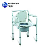 portable folding commode chair with toilet seat commode chair polyethylene handrail bucket toilet RF-JB303C