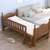 (Height) Adjustable Single Kids Bed With Guardrail With Solid Wood