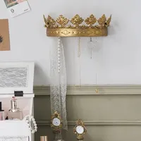 French vintage crown decoration hooks jewelry necklaces wall display racks key tabletop decorations Sundries storage racks 240510