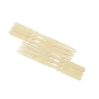 100mm Bamboo Forks Disposable Mini Food Picks Double Prong Fruit Cocktail Forks Blunt-End Forks for Appetizer Cocktail Fruit Pastry