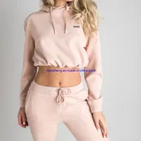 Latest Blank Tracksuit Womens Gym Sweatsuit Custom Made Sweat Suits Jogging Crop Top Tracksuit