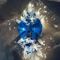 Decorative Flowers Christmas Wreaths For Front Door Xmas Stairway Handrail Decorations Artificial Winter Garland With Bow Stair Railing