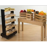 Customized Movable Double Sided Reclaimed Wooden 5 Tier Pastry Display Riser Gondola Shelves Display Shelving