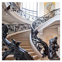 Luxury Villa Wrought Iron Railing Cast Iron Balustres Deck Railings Home Decorative Handrails for Stairs and Balcony