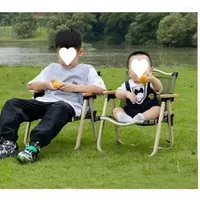 Camp Furniture Portable Mini Camping Chair For Kids Outdoor Folding Fishing Beach Solid Beech Wood Handrail Carbon Steel
