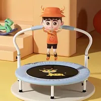 40" Mini Trampoline for Kid Foldable Indoor Garden Toddlers Trampoline with Adjustable Handrail Bearing 300KG Home Gym Rebounder"