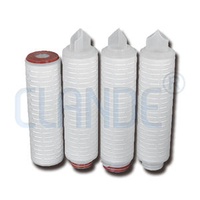10-40 Inch 0.1/0.2 Micron Pes/Ptfe/Nylon/Pp Pleated Membrane Filter Element For Water Treatment