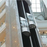 Panoramic Glass Wall 2.0m/s Speed Observation Hotel Lift With 450kg-2000kg Capacity 3 Sides Stainless Steel Handrail