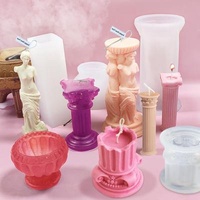 Preparing Roman Column Candle Molds Ancient Handrail Silicone Molds Stripe Shape Cylinder Candle Pillar Circular Stripes Mold