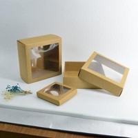 Recyclable Pastry Wrapping Paper Window Box Bakery Cookies Cupcake Wrapping Paper Cardboard Box With Window Lid