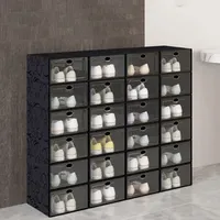 Storage Holders Racks 6pcs set DIY Shoe Rack Sneaker Box Fold Plastic Shoes Case Organizer Shoebox plastic assembly shoe cabinet 230114