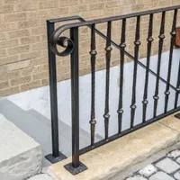 Wholesale Forged Wrought Iron Railing Designs Metal Staircase Handrail for Family Home