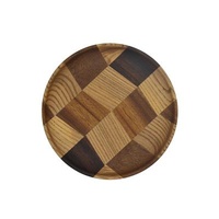 Sustainable Nordic Walnut Circle Pastry Dish Wood Tray For Dinner