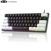 Keyboards MageGee TS91 60% Compact Wired Keyboard 61 Keys RGB Backlight Small Portable Office Computer Membrane Keyboard For Windows PC z250209