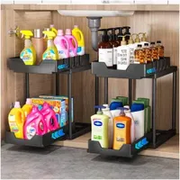 New Organization Bathroom Storage Racks Holders Kitchen Storage Cart 2-Tier Under Sink Organizer for Home