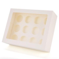 Biodegradable Factory Customized White Kraft Paper Pastry Box With Inserts 12 Cavity Cake Box For 12 Hole Cupcake