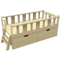 Morden Solid Wood Children's Bed With Guardrail Extending Quilting Bed