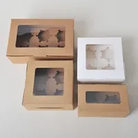 High Standard Food Grade Paper Afternoon Tea Pastry Cake Cupcake Snack Food Gift Box with Clear Pet Window