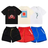 T Shirt Mens Shorts Tracksuits Designer Printing Letter Black White Grey Rainbow Color Summer Fashion Cotton Cord Top Short Sleeve