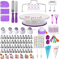 Wholesale 200 Pcs Kitchen Dessert Baking Pastry Supplies Cake Tools Cake Decorating Set Including Cake Turntable Set