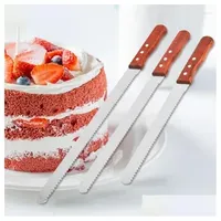Baking Pastry Tools 10/14 Inch Fine Tooth Serrated Bread Knife Cake Cutting Long Baguette Cutter Stainless Steel Loaf Slicer/Slicin Dhrui